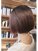 ショートカットピンクグレー髪質改善トリートメント