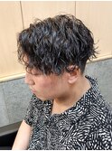 センターパートツイストスパイラルパーマメンズ
