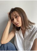 切りっぱなしミディハイトーンボブ透明感カラー顔まわりカット