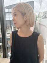 ロンド ボーイ 表参道(Lond BOY)&nbsp;イメチェン外ハネボブワイドバングホワイトブロンド美髪韓国