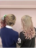 推しカラーヘアメ♪編み込みハーフアップ