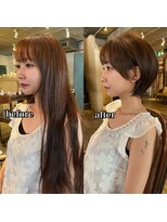 髪質改善と縮毛矯正の専門店 サンティエ(scintiller)&nbsp;大人綺麗な小顔襟足スッキリショートボブ　30代40代50代鹿児島