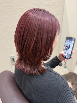 シュク 高円寺(SYUK) ピンクレッド/ブリーチなし/くびれミディアム【SYUK】kanna