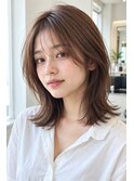ミディアムレイヤ20代30代40代50代前髪あり前髪なし面長丸顔越谷