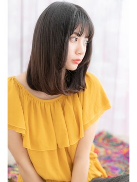 ヘアアンドビューティー ミック(Hair & Beauty miq) オフィスでも!透け感シースルーバング×ツヤ感黒髪ワンカールb