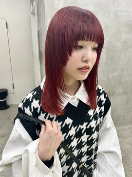 スー 渋谷(suu) ケアブリーチダブルカラーボルドーレッドカラーミディアム