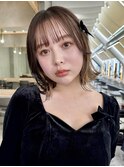 くびれボブのインナーカラー-菱形シルエット/イヤリングカラー
