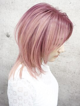 ヘアテリア リュウ 大塚(hair teria ryu) ウルフ×ハイブリーチ×ピンク×ルーツカラー