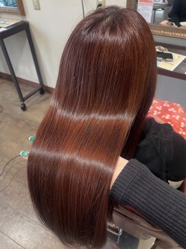 ヘアー アンド ビューティー リル(rille) 【安江理緒】ブリーチ無し艶髪秋のオレンジブラウン