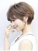 ブリーチなしイルミナカラーグレージュ×ショートボブ