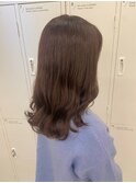 髪質改善トリートメント_マロンベージュ Aラインボブ かきあげ