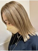 白髪ぼかし ミルクティーベージュ 切りっぱなし