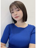大人ガーリー チョコレート 小顔カット ボブ 薄めバングt428