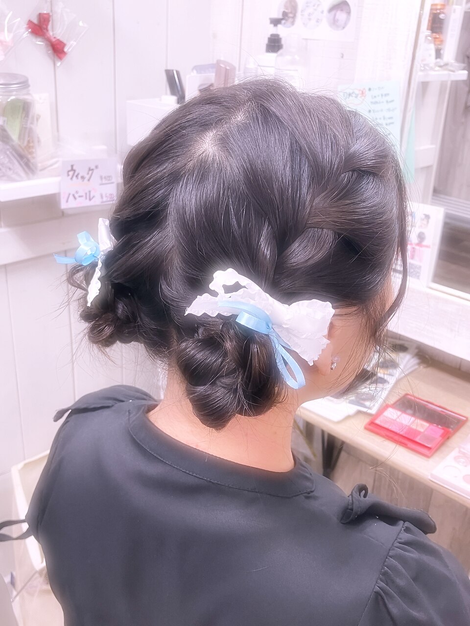 編み込みツインお団子：L180864361｜ヘアセット専門店 ナゴミ 渋谷店
