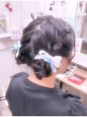 編み込みツインお団子