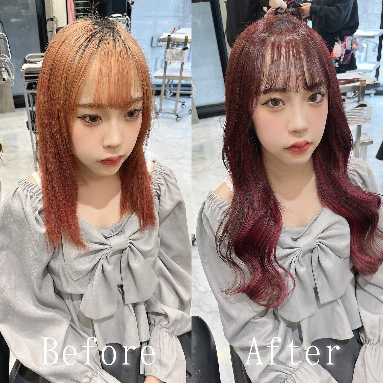 ワインレッド#シールエクステ#韓国#ピンクブラウン#横浜：L205805306