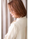 □透明感カラーオレンジベージュかきあげボブ405-2川口20代30代