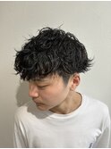 波巻きスパイラルマッシュツーブロックメンズパーマ