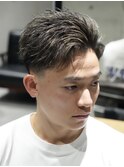 MEN'S/かき上げアップバング×テーパーフェード/ハイライト