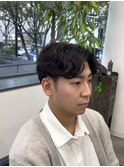 センターパート/くせ毛風パーマ