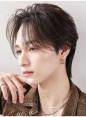 センターパートフェザーパーマ曲がる縮毛矯正韓国ナチュラル