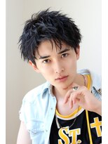 ネイビー(NAVY)&nbsp;ソフトツイストパーマ アップバング メンズショート 30代 社会人