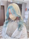 K_40 ホワイトベージュ×アクアブルー×ペールピンク