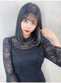 色気ガーリーロブ_斜めバンググレージュカラー_39220
