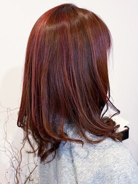 レポヘアー(Repos hair) 艶感♪髪質改善カラー大人可愛いレッドブラウンハイライト
