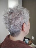 グレイヘアー×パーマ