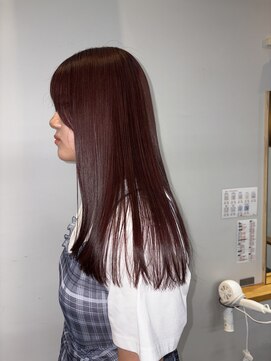 ヌープヘアーアイス(NUUP.hair ici) ★ブリーチなし秋冬バーガンディレッドミディアムレイヤーカット