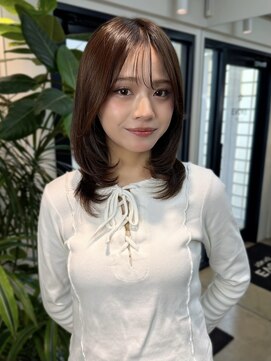 イヴォーク トーキョー(EVOKE TOKYO) レイヤー/ミディアム・ロング/20代/顔周り/ブラウンベージュ