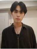 メンズシースルーセンターパートフェザーパーマ髪質改善縮毛矯正
