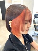 10代20代おしゃれイヤリングオレンジカラーボブ