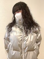 ロックス バイ マグ 松本(rocks BY MAG)&nbsp;ロングスパイラルパーマワイドバングダークグレージュ暗髪