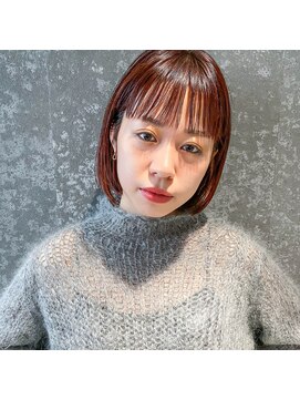 ハル ヘアスタジオ(haRu hair studio) ストレートボブ×レッドオレンジ