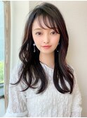 アフロート矢田菜津紀　大人ロングヘア　薄め前髪　暗髪レイヤー