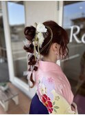 #袴　#着付け　#ヘアアレンジ　#編み下ろし　#巻き髪　#メイク