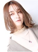 大人可愛い小顔美髪ツヤ髪センター分けボブくすみブラウンA3