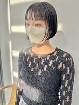 ヘアー アイス 御器所本店(HAIR ICI) 20代30代透明感暗髪アッシュブルーグレージュ丸みボブ