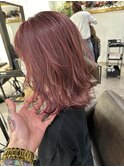 切りっぱなしボブ エアリーロング 美髪 ピンクブラウン