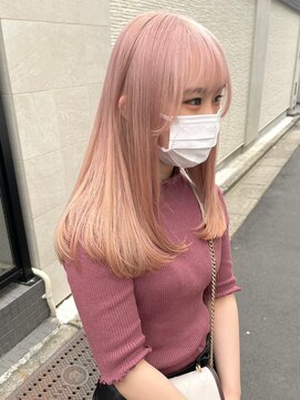 リムレスバイサンク 万代 新潟駅(LIMLESS by cinq) ダブルカラーピンクベージュベージュカラーケアブリーチレイヤー