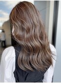 20代30代40代ブルーカラーロングウルフ毛先パーマ耳掛け美肌