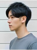かき上げ前髪センター分けツーブロックトップ短め刈り上げ