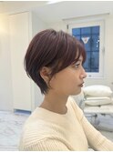 くびれショート耳かけシースルーバングブラウンベージュ