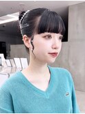 ミディアムワイドバングおくれ毛_F0506