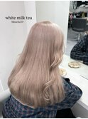 17474ホワイトブロンドグレーブラウン全頭ブリーチダブルカラー
