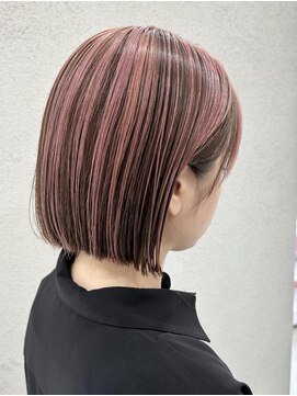 ラッキーヘア 加古川(Lucky Hair) ピンクアンブレラカラー×ぱつっとボブ【シン】【加古川】