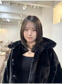 アッシュブラウンレイヤーカットブリーチなしワンカラー