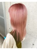 #ピンクカラー#セミロング#ストレートヘア#下村スタイル#高知